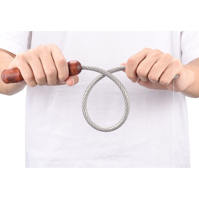 Steel Baton – 56cm Cable Self Defense Whip with Wooden Handle Emergency Tool