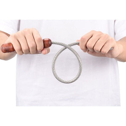 Steel Baton – 56cm Cable Self Defense Whip with Wooden Handle Emergency Tool