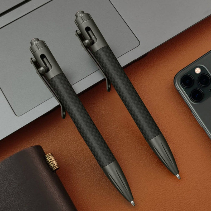 Steel Bolt Action Tactical Pen – Carbon Fiber with Tungsten Glass Breaker EDC
