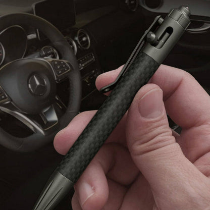 Steel Bolt Action Tactical Pen – Carbon Fiber with Tungsten Glass Breaker EDC