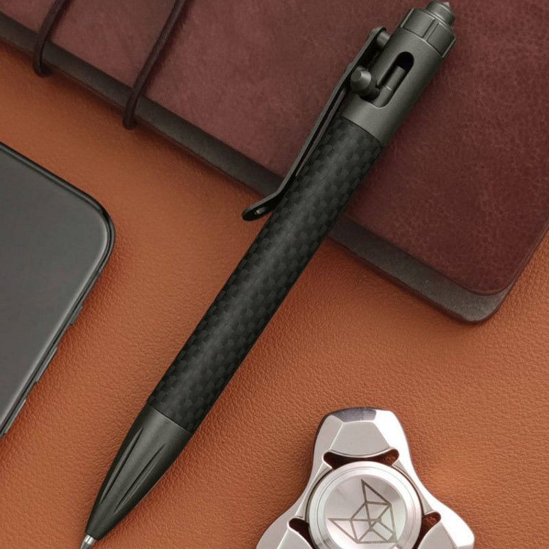 Steel Bolt Action Tactical Pen – Carbon Fiber with Tungsten Glass Breaker EDC