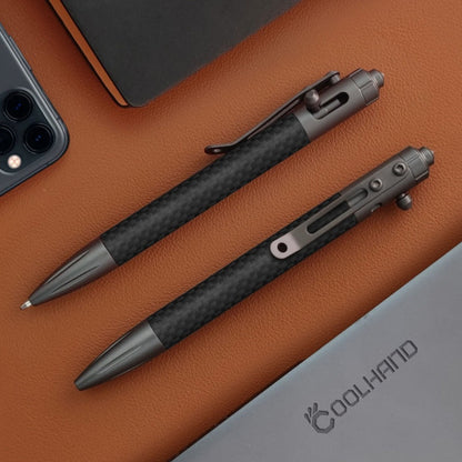 Steel Bolt Action Tactical Pen – Carbon Fiber with Tungsten Glass Breaker EDC