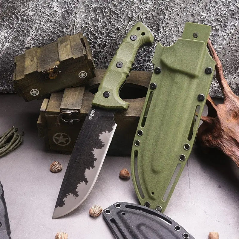 Steel Bushcraft Knife – DC53 Full Tang 6mm Spine Kydex Sheath Hunting Tactical Survival