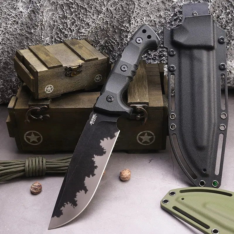 Steel Bushcraft Knife – DC53 Full Tang 6mm Spine Kydex Sheath Hunting Tactical Survival