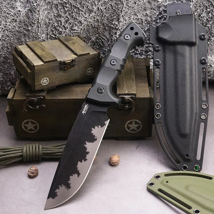 Steel Bushcraft Knife – DC53 Full Tang 6mm Spine Kydex Sheath Hunting Tactical Survival