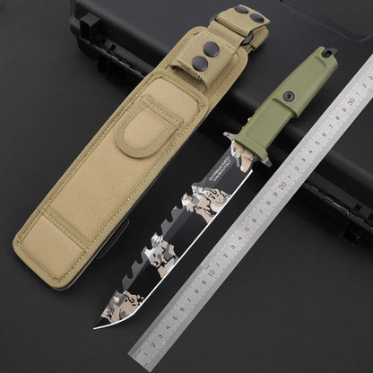 Steel Bushcraft Knife – Fixed Blade Tactical N690Co Tanto Tip Survival Spear Hunting