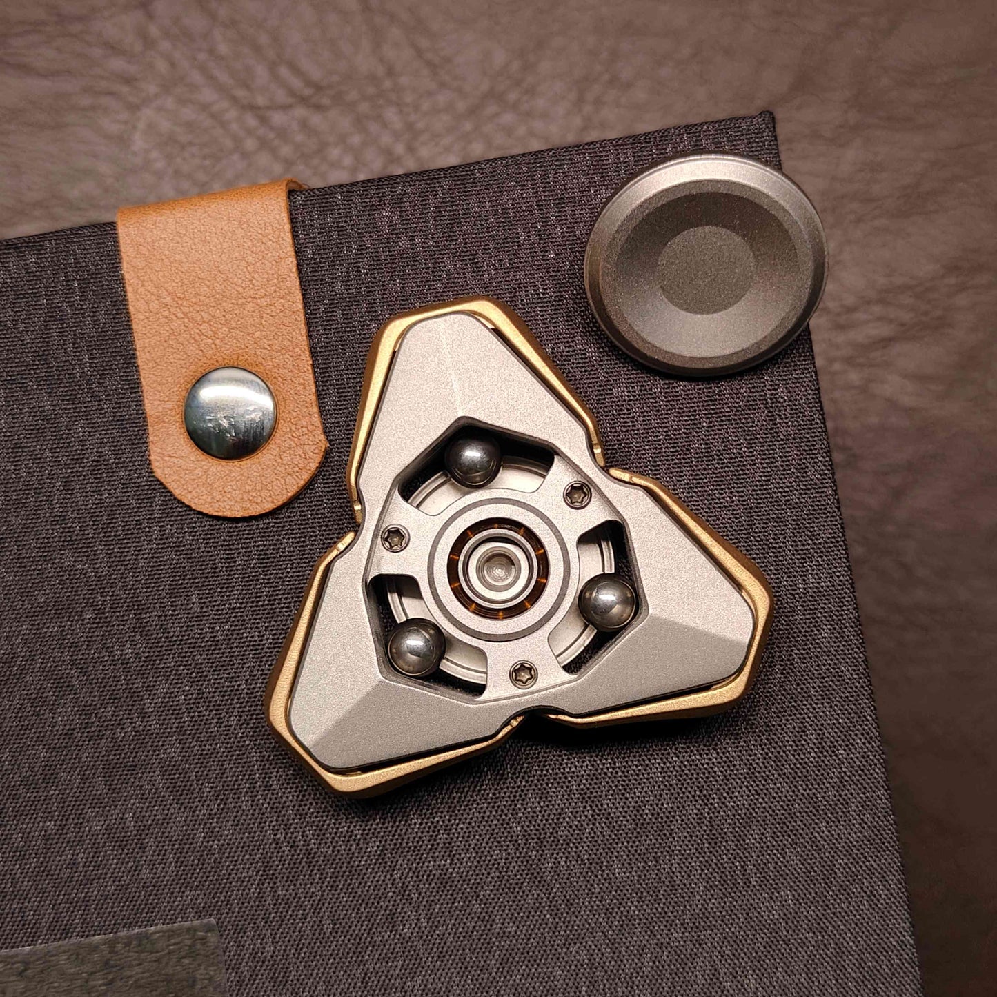 Steel Fidget Spinner – TriCore with Deployable Brass Plates with Ball Sound