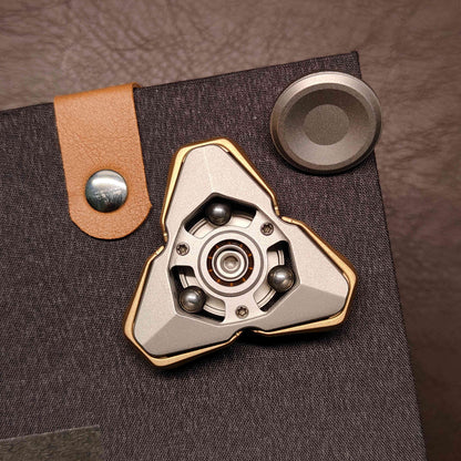Steel Fidget Spinner – TriCore with Deployable Brass Plates with Ball Sound