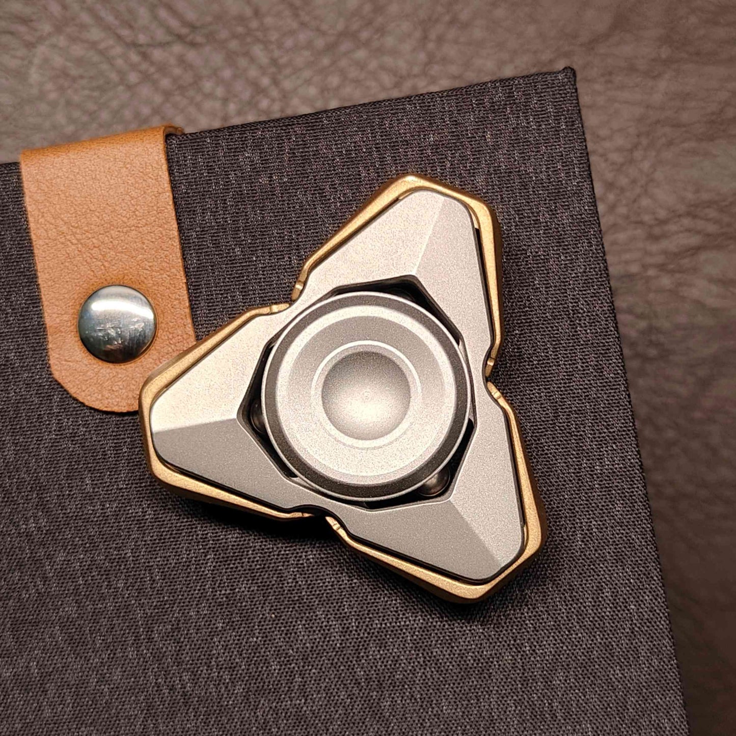 Steel Fidget Spinner – TriCore with Deployable Brass Plates with Ball Sound