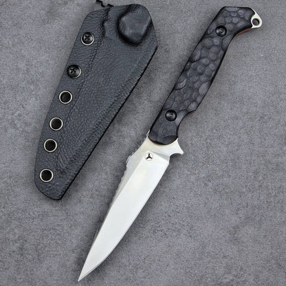 Steel Fixed Blade Knife – 14C28N G10 Handle Serrated Sheath Camping Survival Tactical EDC