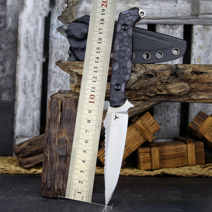 Steel Fixed Blade Knife – 14C28N G10 Handle Serrated Sheath Camping Survival Tactical EDC