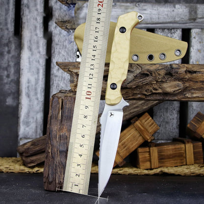 Steel Fixed Blade Knife – 14C28N G10 Handle Serrated Sheath Camping Survival Tactical EDC