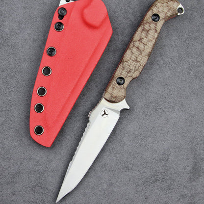 Steel Fixed Blade Knife – 14C28N G10 Handle Serrated Sheath Camping Survival Tactical EDC