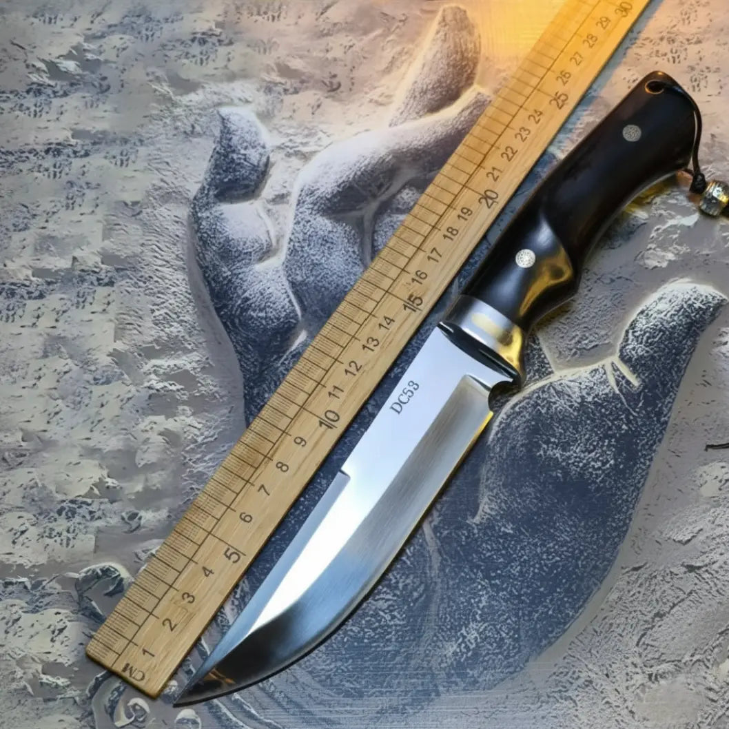 Steel Fixed Blade Knife – DC53 Tactical 61 HRC Ebony Handle Outdoor Survival
