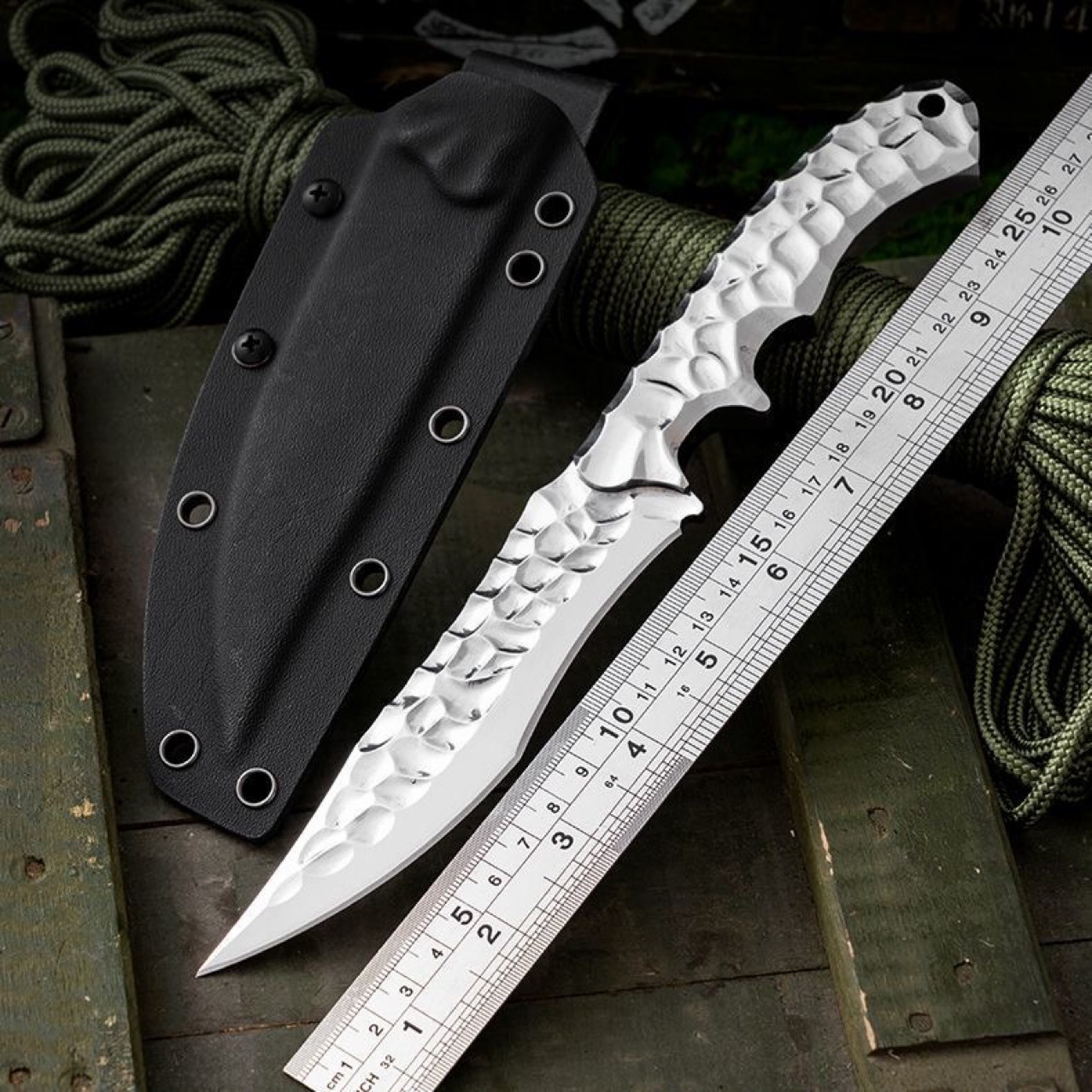 Steel Fixed Blade Knife – Hunting VG10 Leather Sheath Kydex Sheath Outdoor Collector