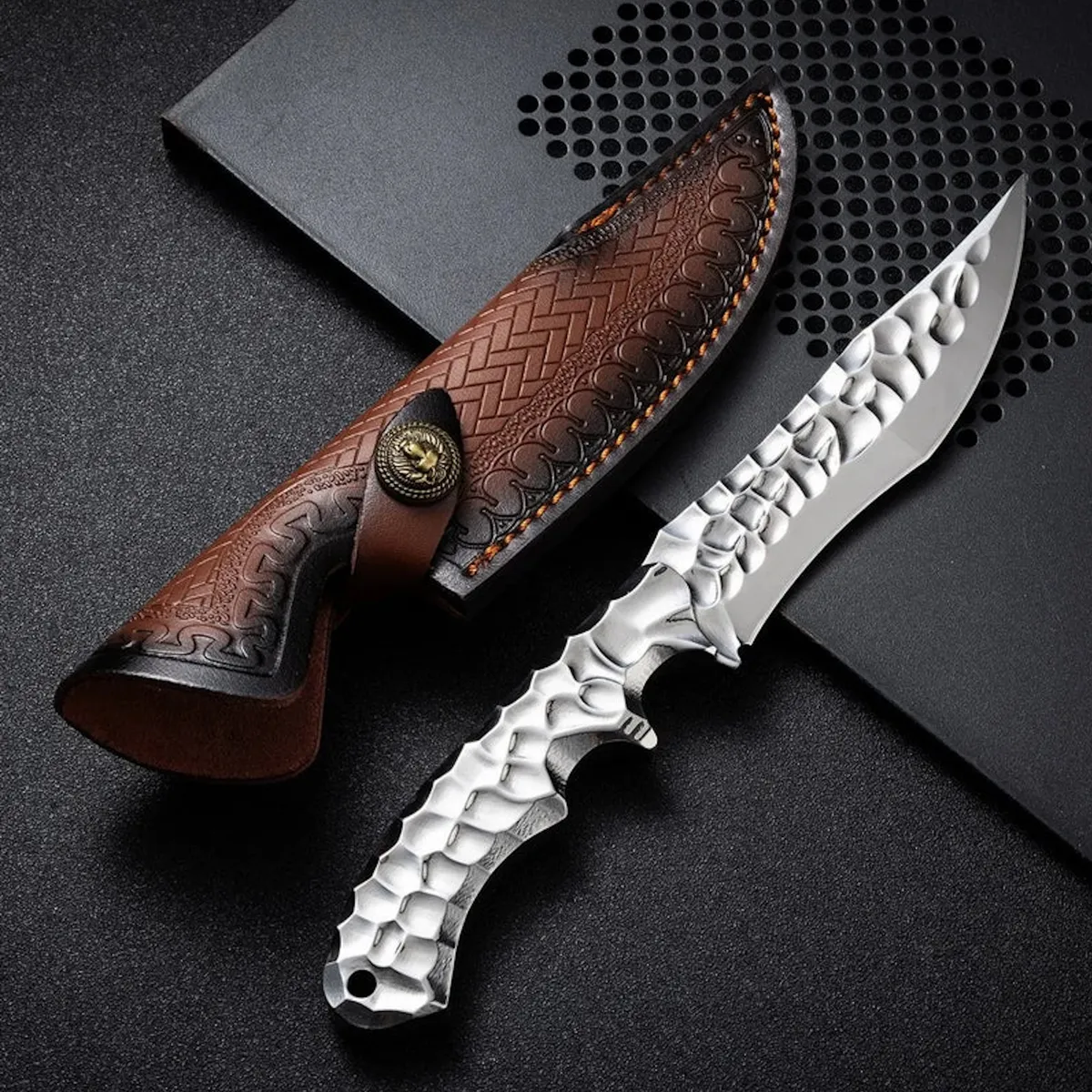 Steel Fixed Blade Knife – Hunting VG10 Leather Sheath Kydex Sheath Outdoor Collector