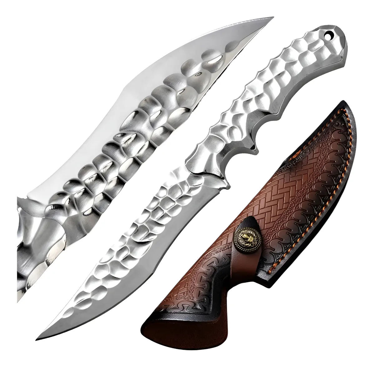 Steel Fixed Blade Knife – Hunting VG10 Leather Sheath Kydex Sheath Outdoor Collector