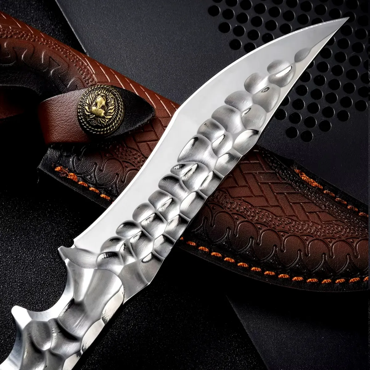 Steel Fixed Blade Knife – Hunting VG10 Leather Sheath Kydex Sheath Outdoor Collector