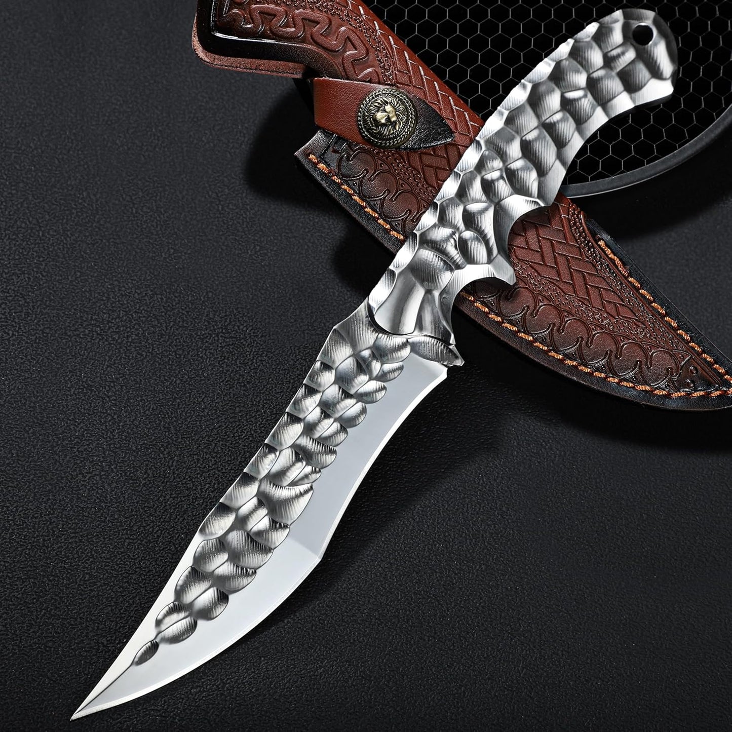 Steel Fixed Blade Knife – Hunting VG10 Leather Sheath Kydex Sheath Outdoor Collector