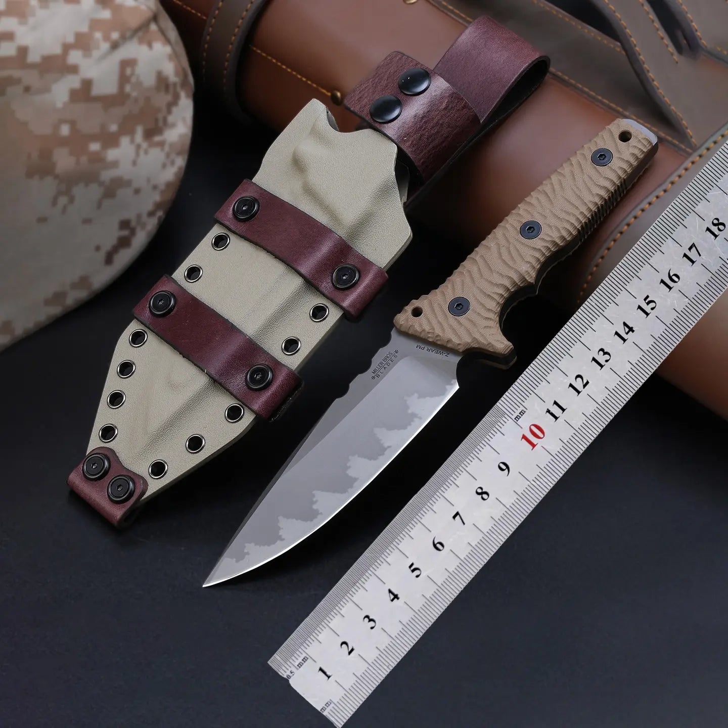 Steel Fixed Blade Knife – Juggernaut Z-WEAR 8mm Overbuilt with Tactical Pry
