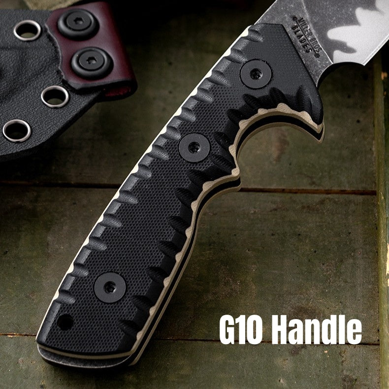 Steel Fixed Blade Knife – Tiger Edge A8 Tactical with Tiger-Pattern 60 HRC with G10 Handle