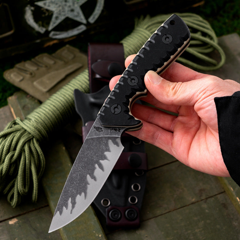 Steel Fixed Blade Knife – Tiger Edge A8 Tactical with Tiger-Pattern 60 HRC with G10 Handle
