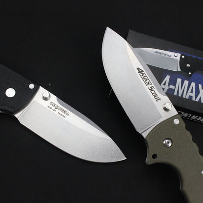 Steel Folding Knife – Cold Pocket Stonewashed Nylon Fiber Handle EDC Camping Tactical