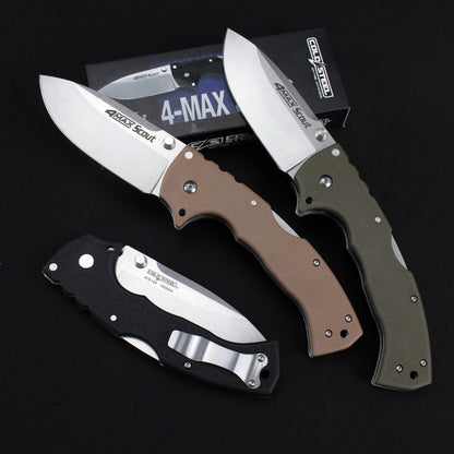 Steel Folding Knife – Cold Pocket Stonewashed Nylon Fiber Handle EDC Camping Tactical