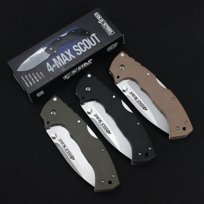 Steel Folding Knife – Cold Pocket Stonewashed Nylon Fiber Handle EDC Camping Tactical