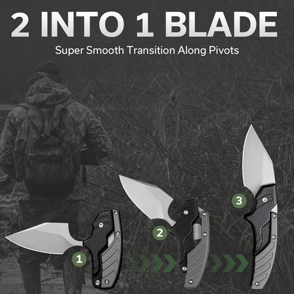 Steel Folding Knife – D2 2-in-1 Transformable Push Dagger EDC Tactical Self Defense