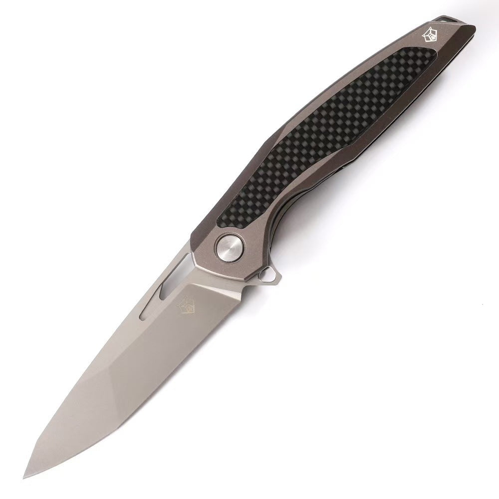 Steel Folding Knife – Razor-Edge Bear Claw D2 with Carbon Fiber & Rosewood Options