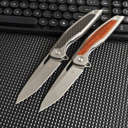 Steel Folding Knife – Razor-Edge Bear Claw D2 with Carbon Fiber & Rosewood Options