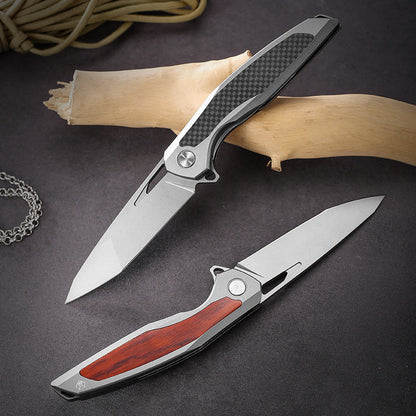 Steel Folding Knife – Razor-Edge Bear Claw D2 with Carbon Fiber & Rosewood Options
