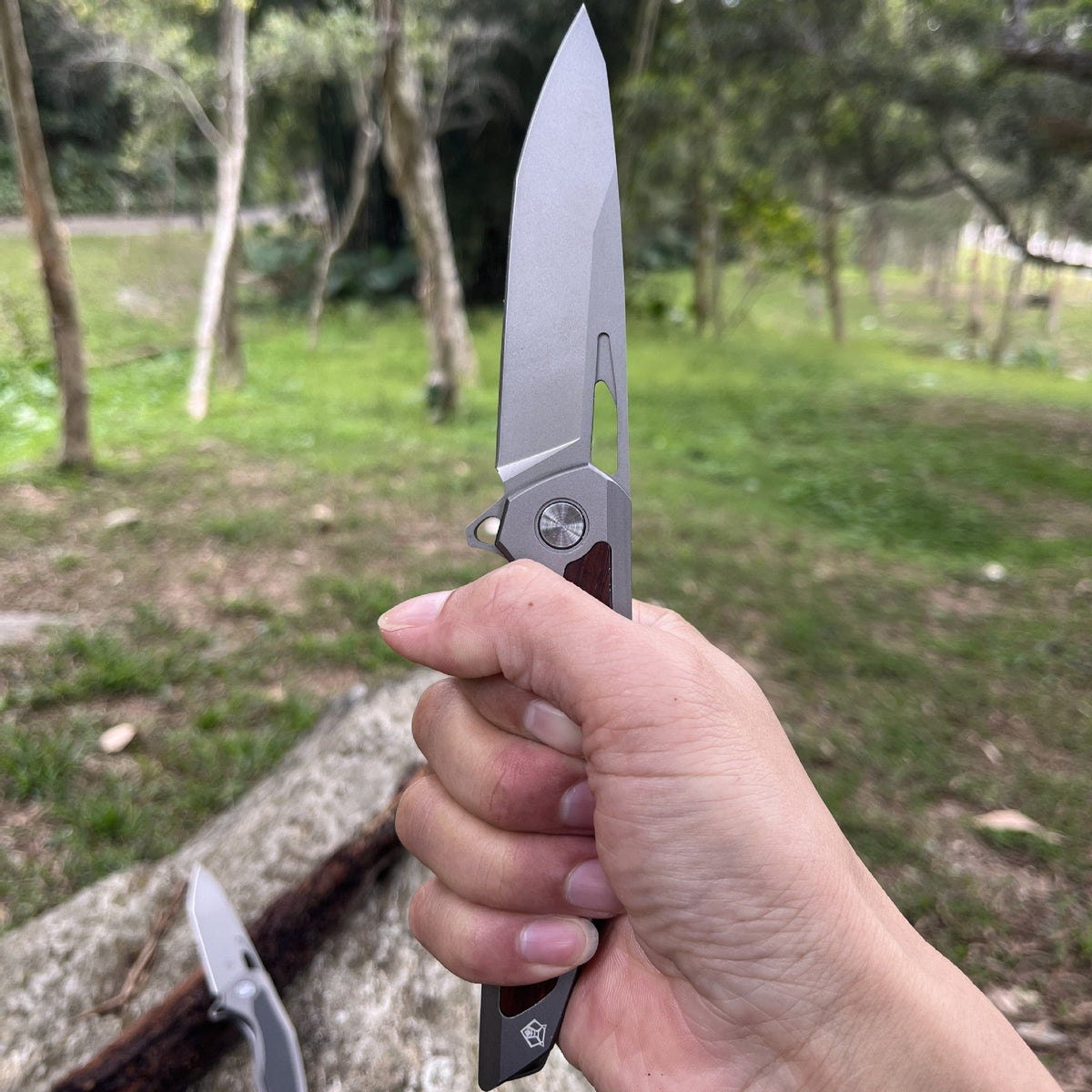 Steel Folding Knife – Razor-Edge Bear Claw D2 with Carbon Fiber & Rosewood Options