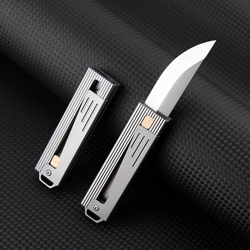 Steel Folding Knife – Tactical D2 Gravity Opening Aluminum Handle EDC Stress Relief