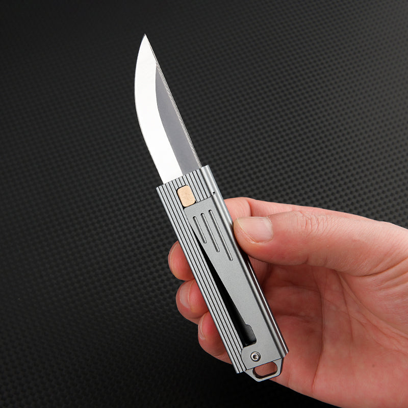 Steel Folding Knife – Tactical D2 Gravity Opening Aluminum Handle EDC Stress Relief