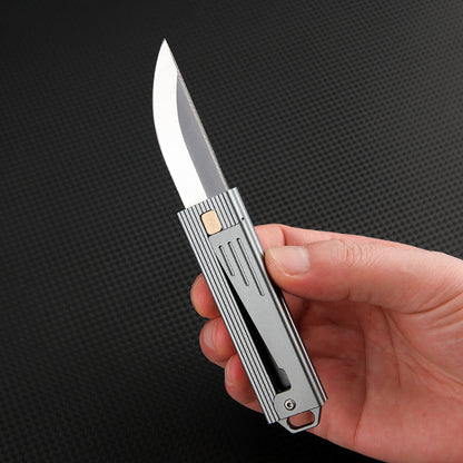 Steel Folding Knife – Tactical D2 Gravity Opening Aluminum Handle EDC Stress Relief