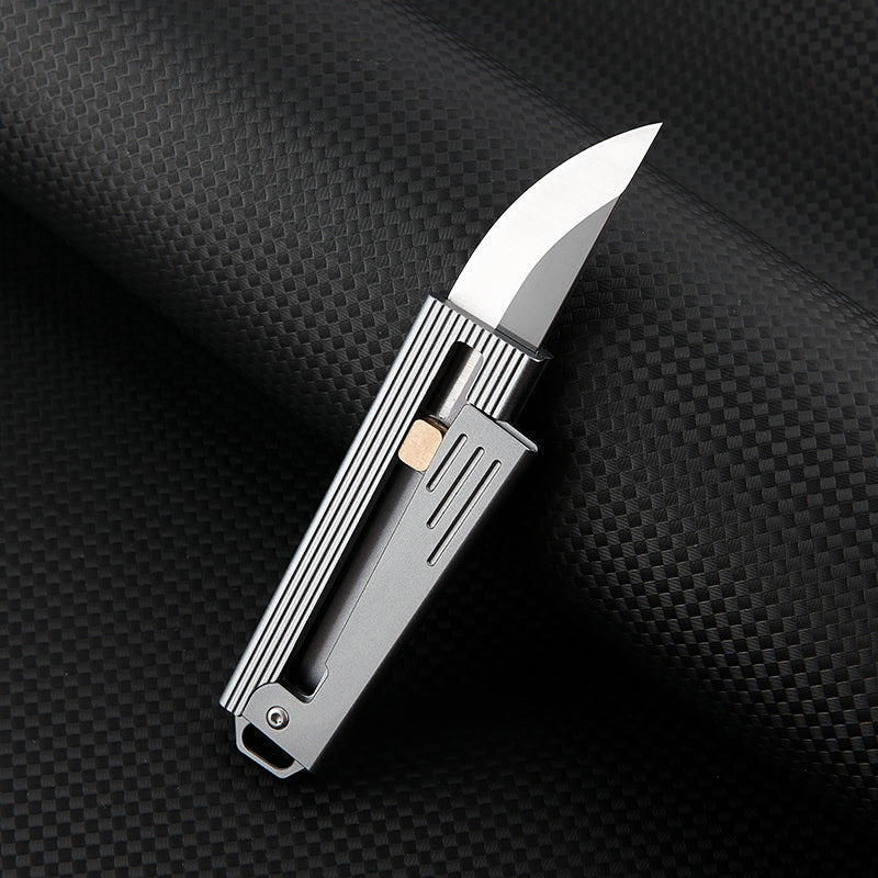 Steel Folding Knife – Tactical D2 Gravity Opening Aluminum Handle EDC Stress Relief