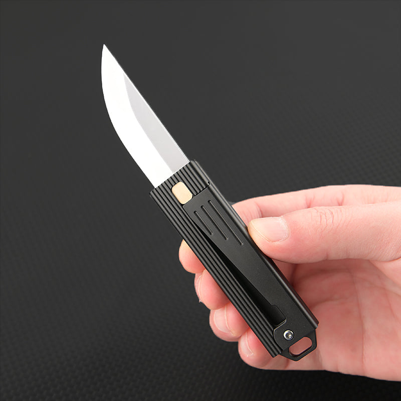 Steel Folding Knife – Tactical D2 Gravity Opening Aluminum Handle EDC Stress Relief