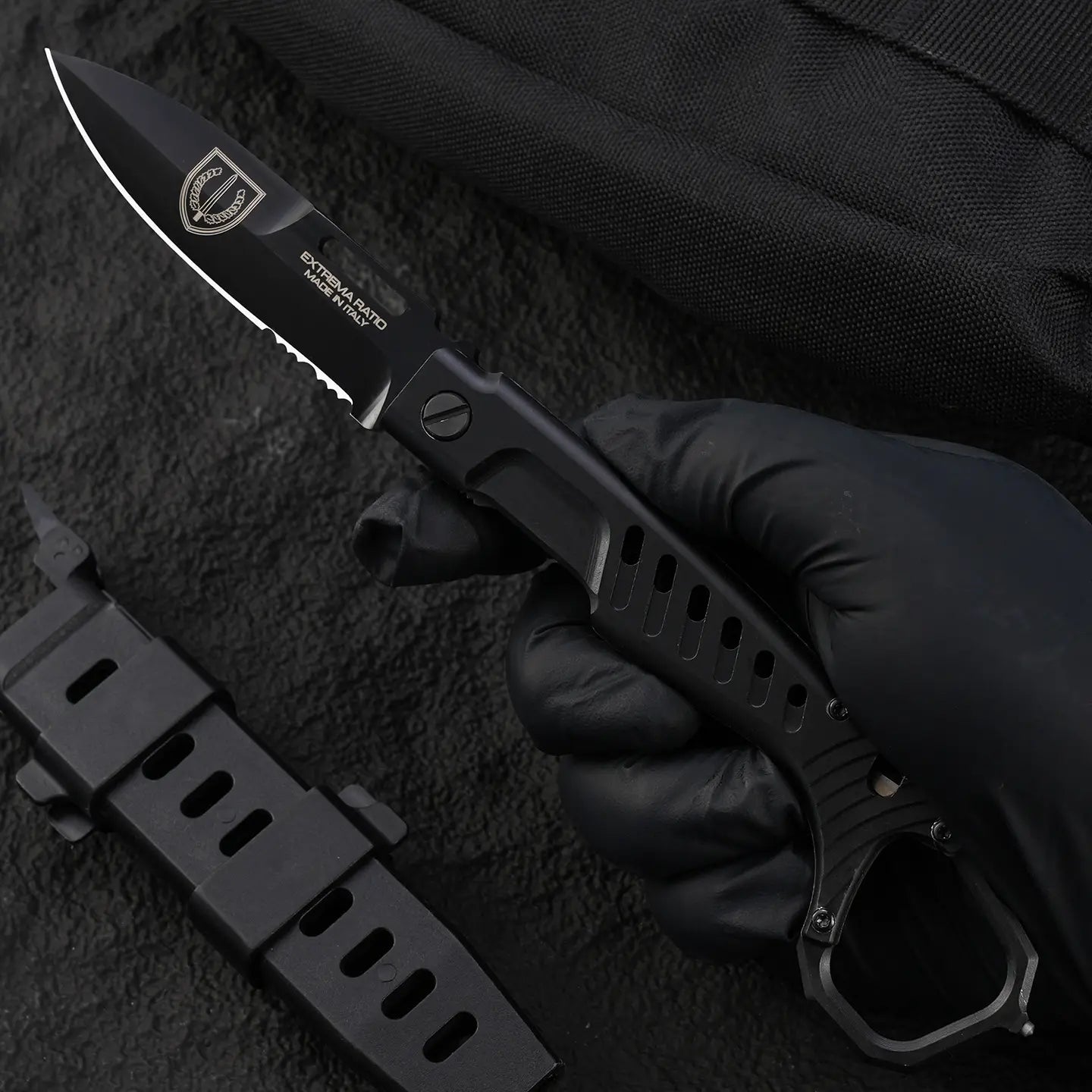 Steel Folding Knife – Tactical N690C Finger Ring Design Black Finish EDC First Responder