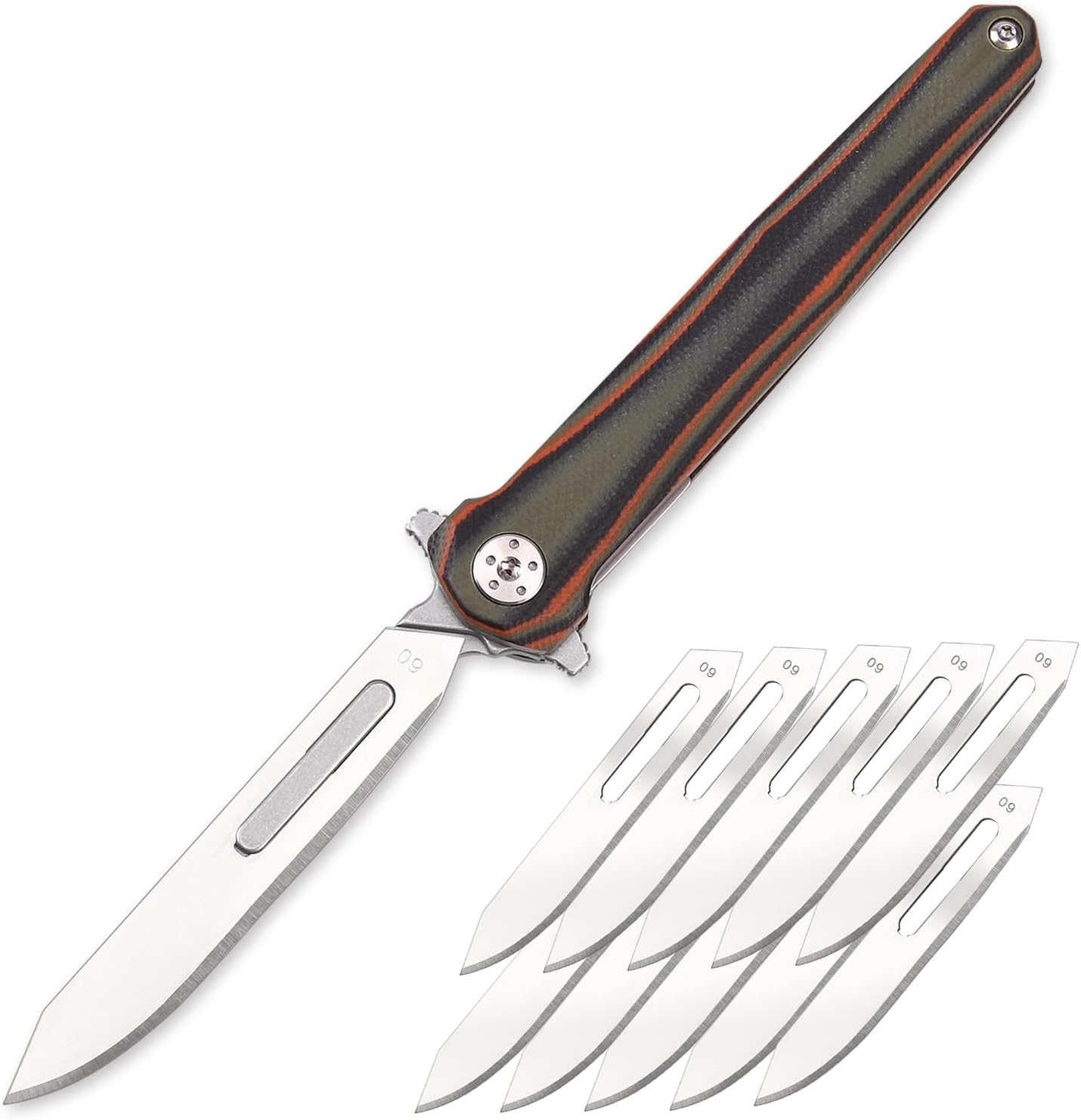 Steel Folding Knife – ViperFold Scalpel with Carbon Blade with G10 Handle + 10 Blades