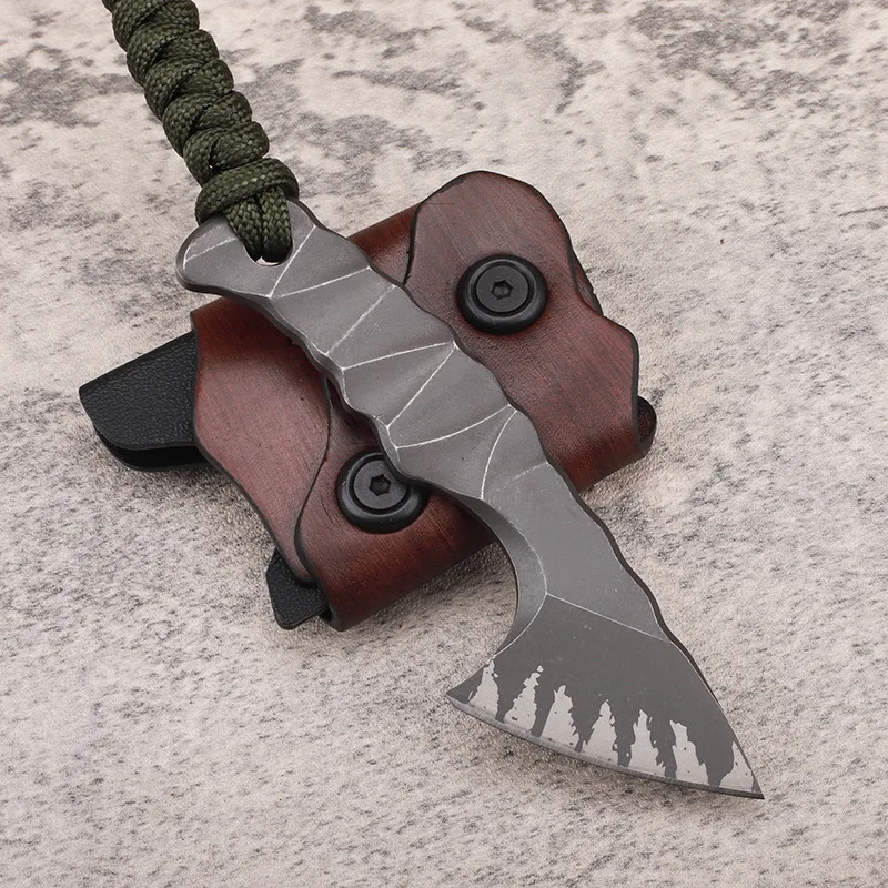 Steel Tactical Axe – Lil' Axion D2 Mini Knife with One-Piece Construction with Sheath EDC