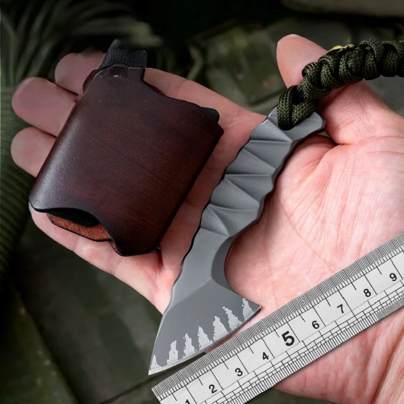 Steel Tactical Axe – Lil' Axion D2 Mini Knife with One-Piece Construction with Sheath EDC