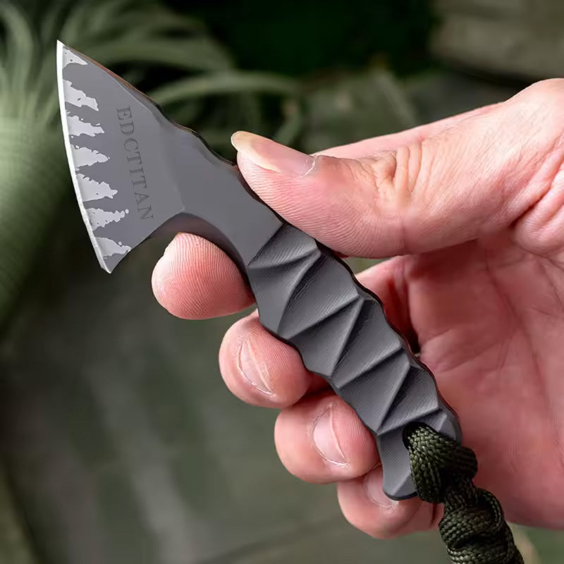 Steel Tactical Axe – Lil' Axion D2 Mini Knife with One-Piece Construction with Sheath EDC
