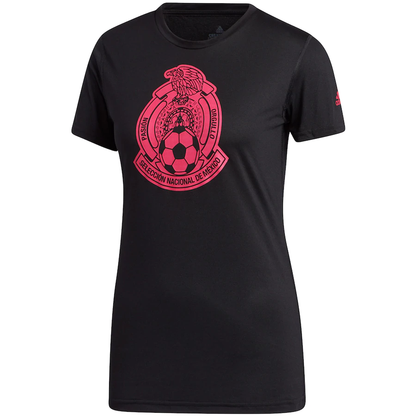 Adidas Women's Mexico National Team Crest Amplifier T-Shirt-Black/Pink