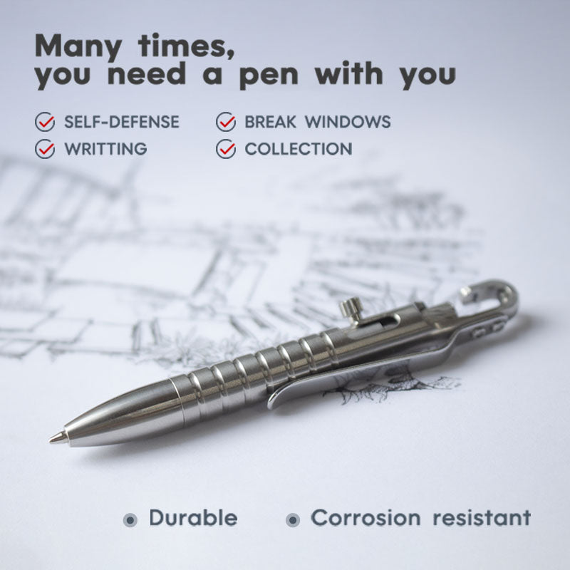 Titanium Bolt Action Tactical Pen – Ultimate GR5 with Waterproof EDC with Secure Hook