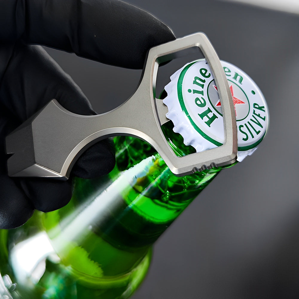 Titanium Bottle Opener Knuckles – TC4 Alloy Multi-Tool Ring with Self Defense Spike