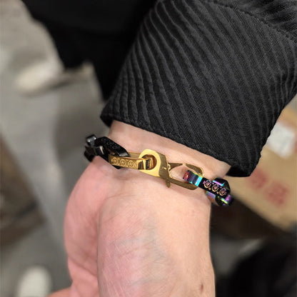 Titanium Bracelet – FloraLink Chains Unisex Modern Steel with Daisy Pattern Engraving