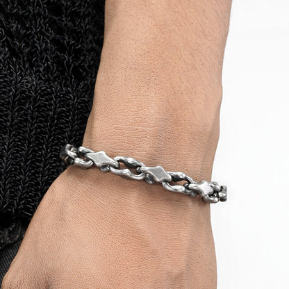Titanium Bracelet – Midnight Starfall Matte Steel Unisex Cuff with Hip-Hop Style