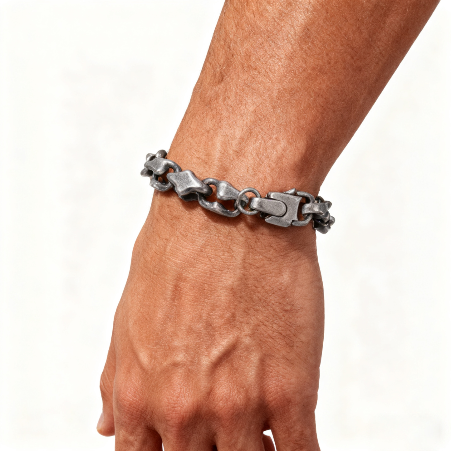 Titanium Bracelet – Midnight Starfall Matte Steel Unisex Cuff with Hip-Hop Style